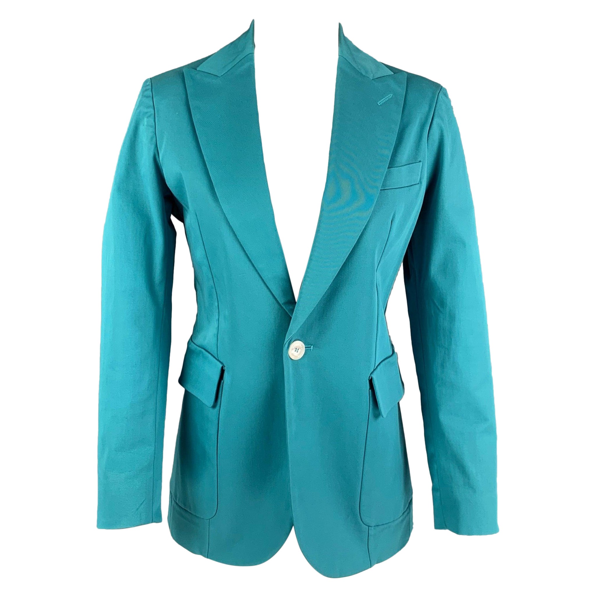 DSQUARED2 Size 8 Teal Cotton Jacket Blazer For Sale