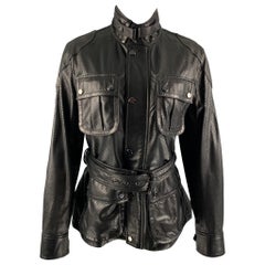 RALPH LAUREN Size 6 Black Perforated Lamb Leather Safari Jacket