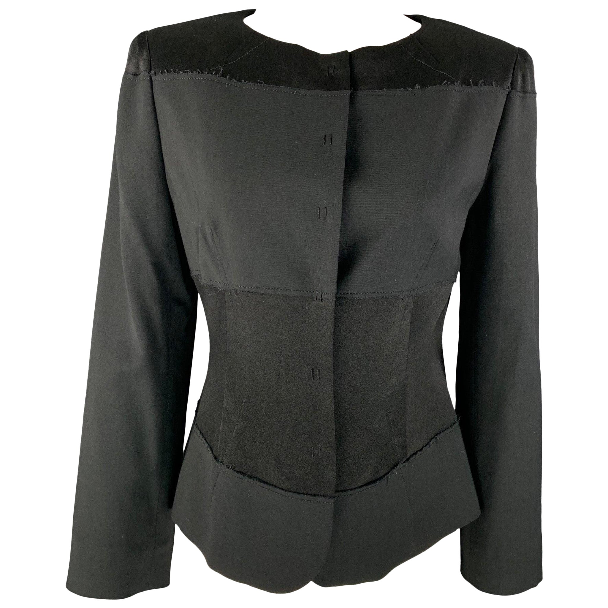 ALBERTA FERRETTI Size 8 Black Rayon Blend Hidden Snaps Jacket For Sale