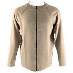 SALVATORE FERRAGAMO Size M Oatmeal Knitted Cotton &  Cashmere Jacket