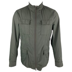 ARMANI COLLEZIONI Size 38 Dark Green Polyethylene Zip Up Water Repellent Jacket