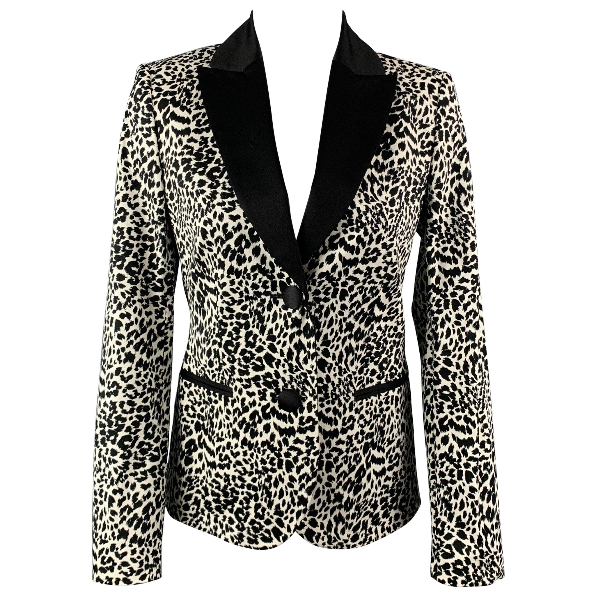 LOVE MOSCHINO Size 6 Black & White Print Cotton Jacket For Sale