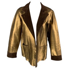 YVES SAINT LAURENT by TOM FORD Size L Gold & Brown Leather Reversible Jacket