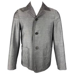Used PRADA Size 36 Dark Gray Contrast Stitch Mohair / Wool Jacket