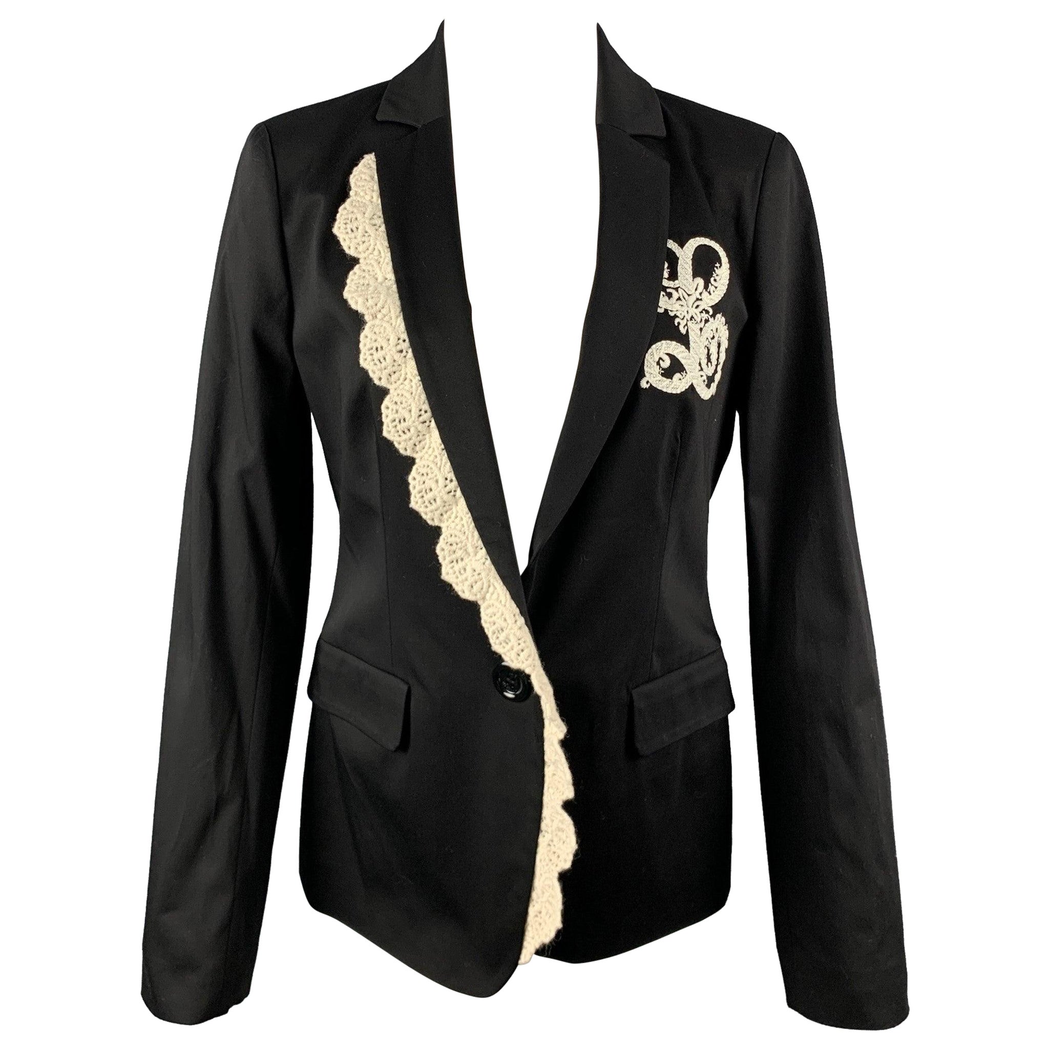 LOVE MOSCHINO Größe 6 Schwarz-weiße Jacke aus Acetat / Baumwolle in Schwarz & Weiß im Angebot