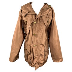 JEAN PAUL GAULTIER Size 6 Copper Silk Brass Button Hooded Jacket