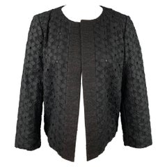 GIAMBATTISTA VALLI Size M Black Eyelet Cotton Open Front Jacket