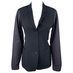 JIL SANDER Size 4 Black Virgin Wool Blend Jacket Blazer