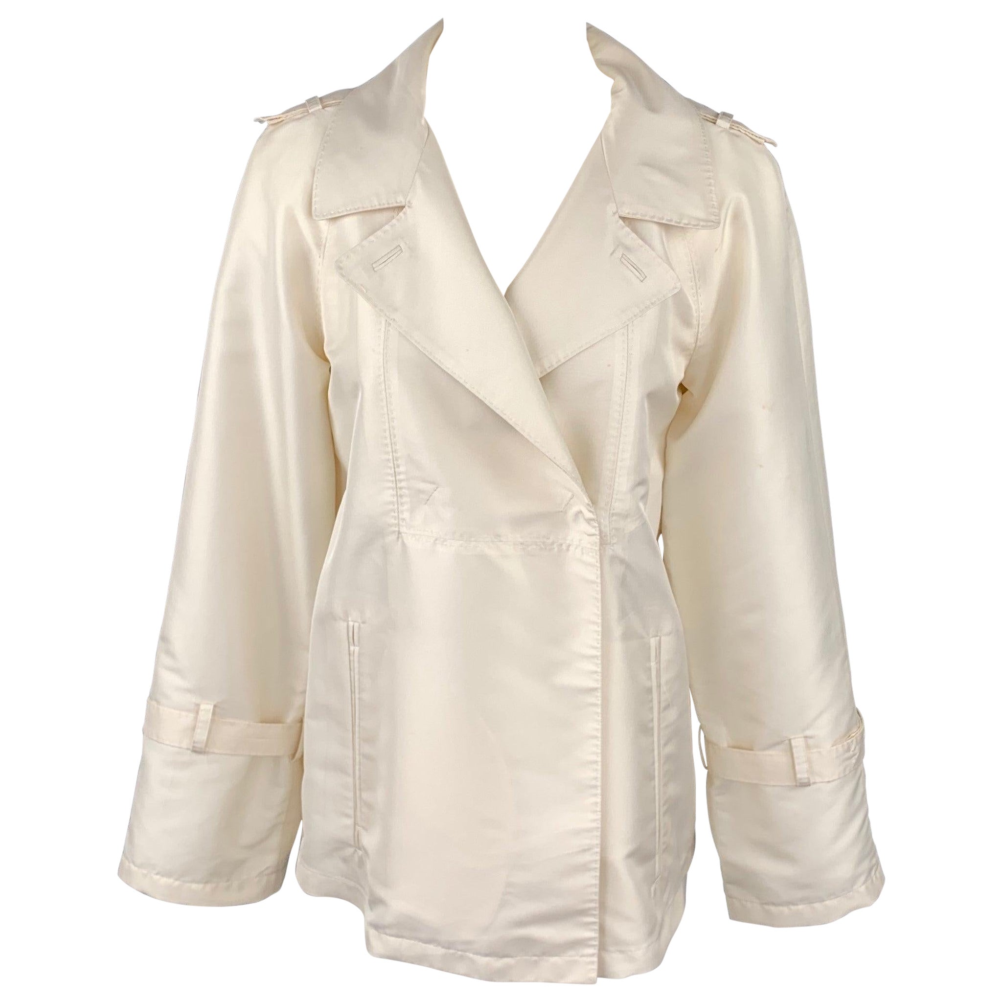 CoSTUME NATIONAL Size 2 Cream Twill Polyester A-Line Jacket For Sale