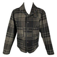 RRL by RALPH LAUREN Size M Black & Grey Plaid Wool Snaps Jacket