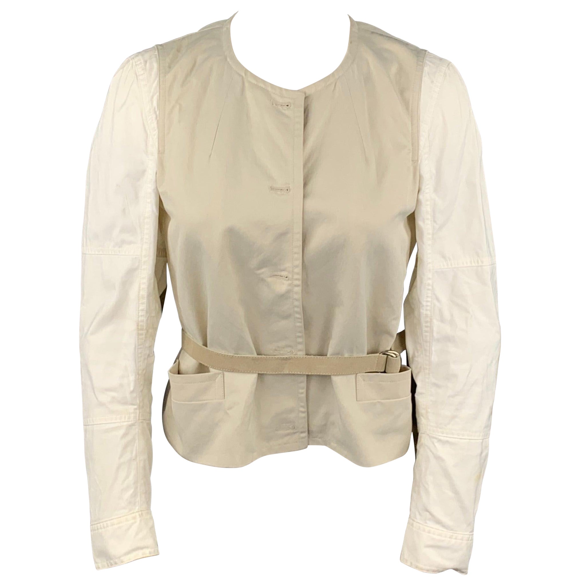 DRIES VAN NOTEN Size 6 Off White Polyester Blend Jacket