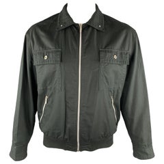 Vintage VERSACE JEANS COUTURE Size M Cotton Silver Buttons Bomber Jacket