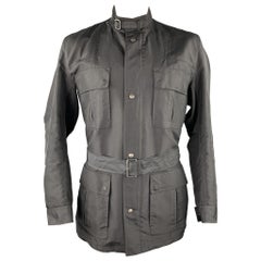 JIL SANDER Size 44 Black Poliammide Zip & Snaps Belted Jacket