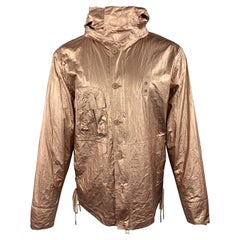 HELMUT LANG Size M Metallic Copper Wrinkled Tyvek Hooded Lace Up Jacket
