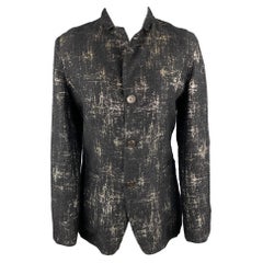 JEAN PAUL GAULTIER Size 8 Black & Silver Silk Mary Jane Buttoned Jacket