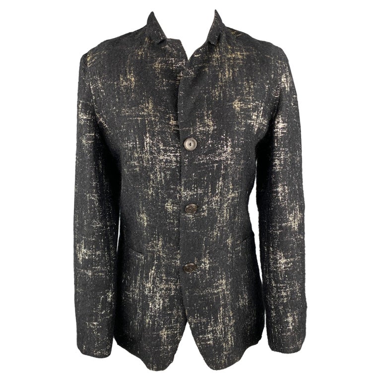 JEAN PAUL GAULTIER Size 8 Black and Silver Silk Mary Jane Buttoned 