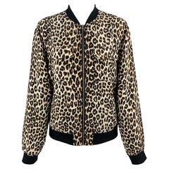 EQUIPMENT Size XS Black & Tan Leopard Silk Bomber Jacket