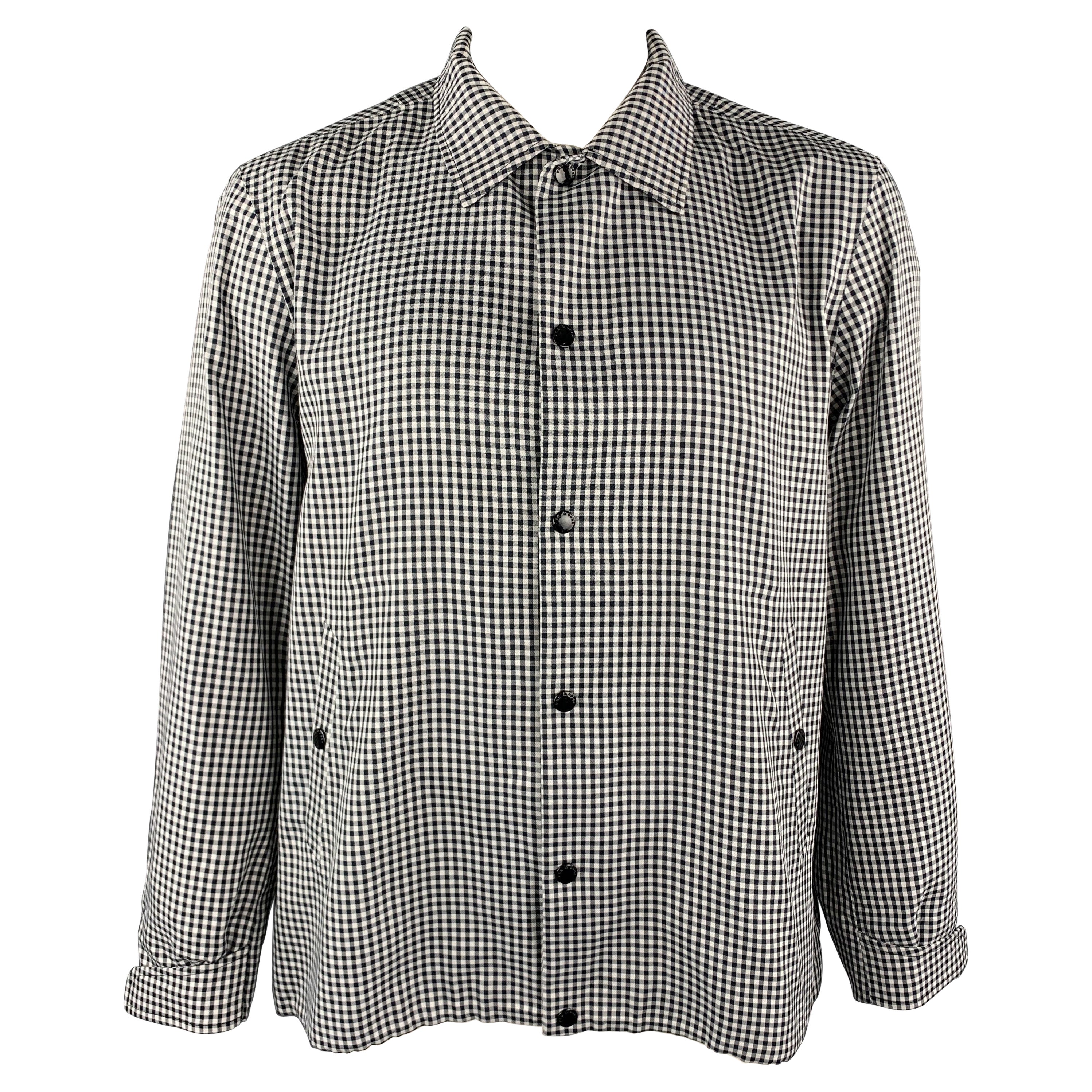 RAG & BONE Size XL Black & White Checkered Polyester Snaps Jacket For Sale