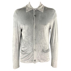 DANIELE ALESSANDRINI Size L Silver Shimmery Viscose / Nylon Jacket
