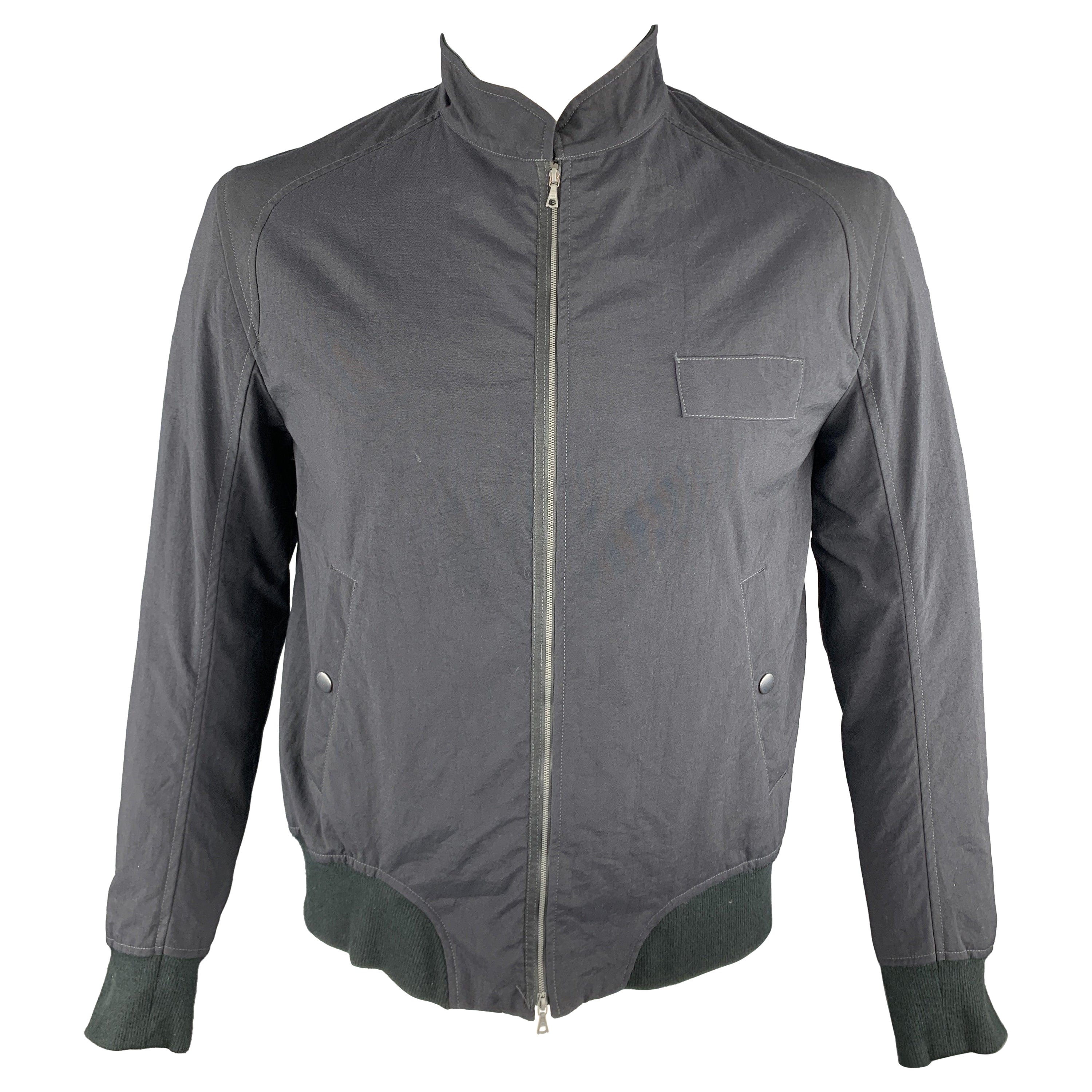 RAG & BONE Size 42 Black Solid Nylon Zip Up Jacket For Sale