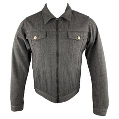 MARC JACOBS Veste de camionneur grise à fermeture éclair Glenplaid taille 36