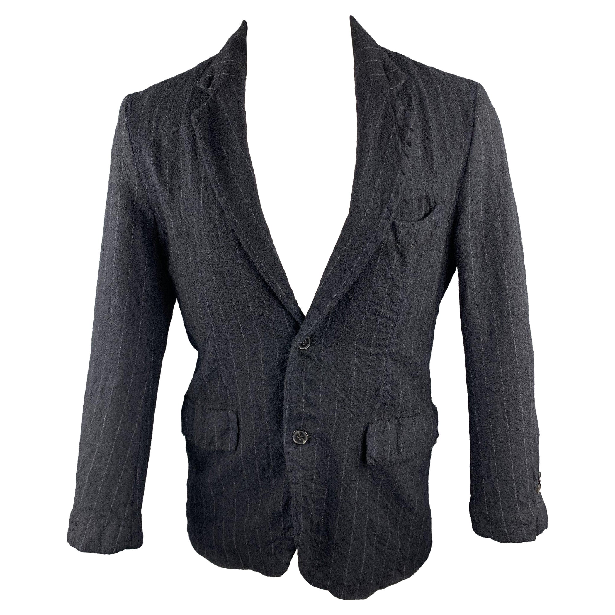 08SIRCUS Size 38 Navy Chalkstripe Wool Notch Lapel Jacket For Sale