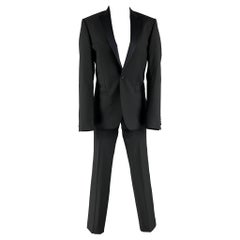 CALVIN KLEIN COLLECTION Size 34 Black Solid Wool Peak Lapel Tuxedo