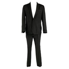 JOHN VARVATOS Size 40 Black Solid Linen Wool Peak Lapel Tuxedo