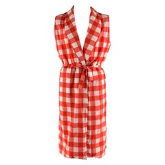 LA PERLA Talla L Rojo Blanco A Cuadros Bata Nylon Elastano