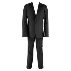 CALVIN KLEIN COLLECTION Size 38 Black Solid Wool Peak Lapel Tuxedo