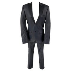 CALVIN KLEIN COLLECTION Size 34 Navy Black Wool Peak Lapel Tuxedo Suit