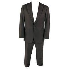 GIORGIO ARMANI Size 42 Black Wool Peak Lapel Tuxedo Suit