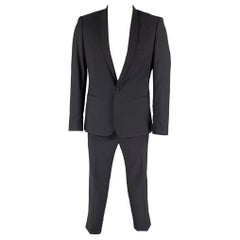 THE KOOPLES Size 40 Navy Black Herringbone Wool Mohair Tuxedo Suit