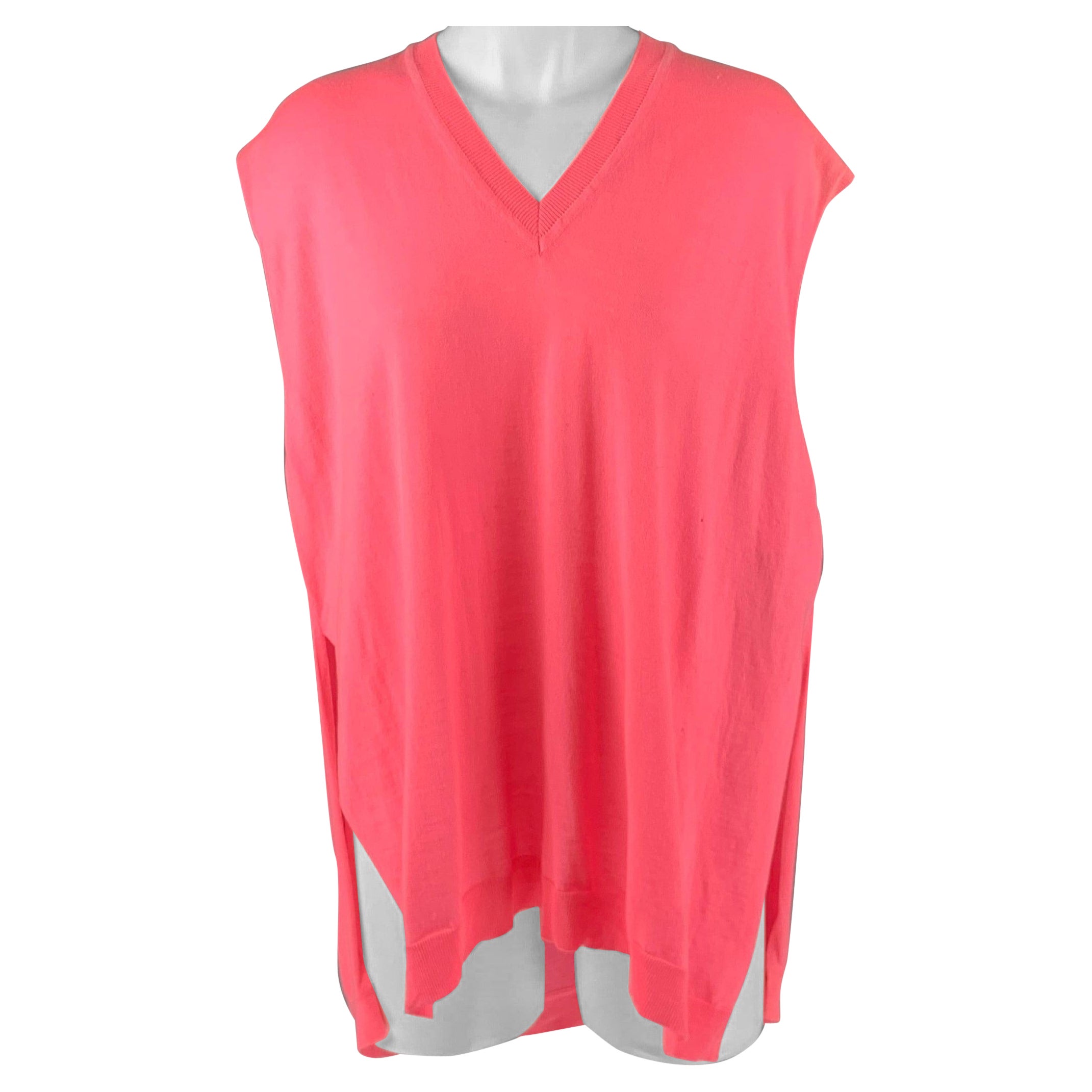 KENZO Size S Pink Wool V-Neck Vest For Sale