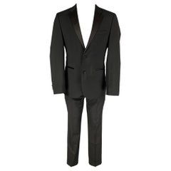 CALVIN KLEIN COLLECTION Size 36 Black Wool Notch Lapel Tuxedo Suit