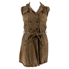 GIORGIO BRATO Size 10 Brown Taupe Leather Distressed Belted Vest