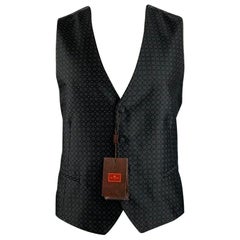 ETRO Size 46 Black Grey Jacquard Polyester Blend Vest