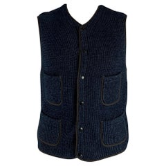 RRL by RALPH LAUREN Size XL Indigo Black Woven Cotton Snaps Vest