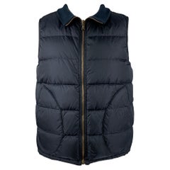 PAUL SMITH Size XL Navy Quilted Nylon Zip Up Vest