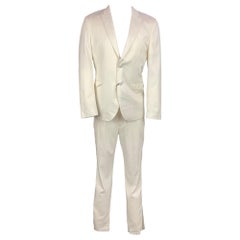 Used NEIL BARRETT Size 40 White Tencel Blend Notch Lapel Tuxedo Suit