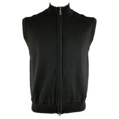 NEIMAN MARCUS Size L Black Merino Wool Blend Zip Up Vest (Indoor)