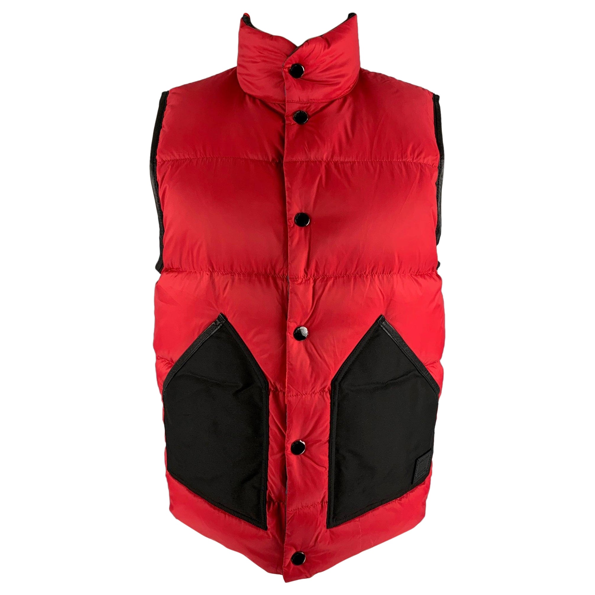 COACH Size S Red Quilted Nylon Reversible Vest For Sale