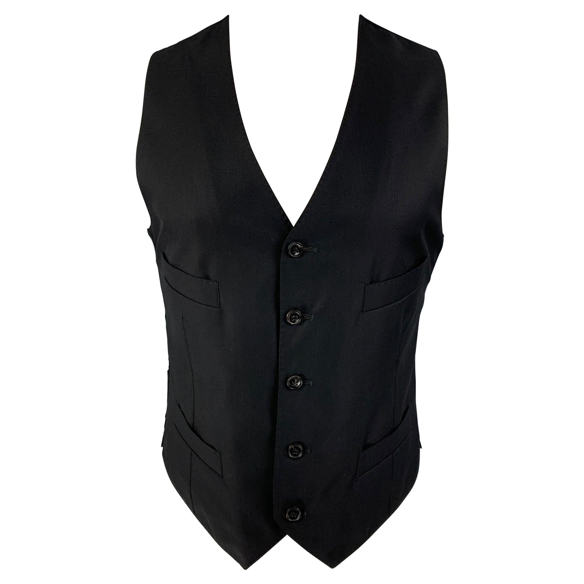 GIORGIO ARMANI Size 40 Black Wool Cashmere Buttoned Vest For Sale