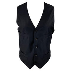 GIORGIO ARMANI Size 40 Navy Wool Cashmere Buttoned Vest