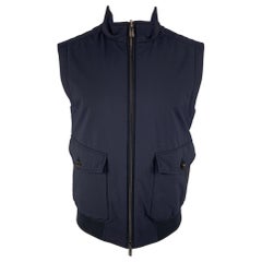 ERMENEGILDO ZEGNA Size M Blue Wool Polyester Reversible Vest