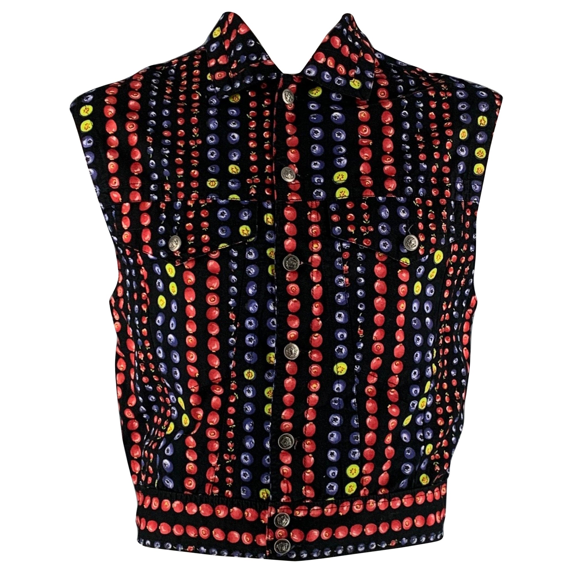 VERSACE JEANS COUTURE Size L Black Red Dots Cotton Vest For Sale