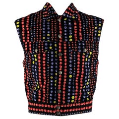 Used VERSACE JEANS COUTURE Size L Black Red Dots Cotton Vest