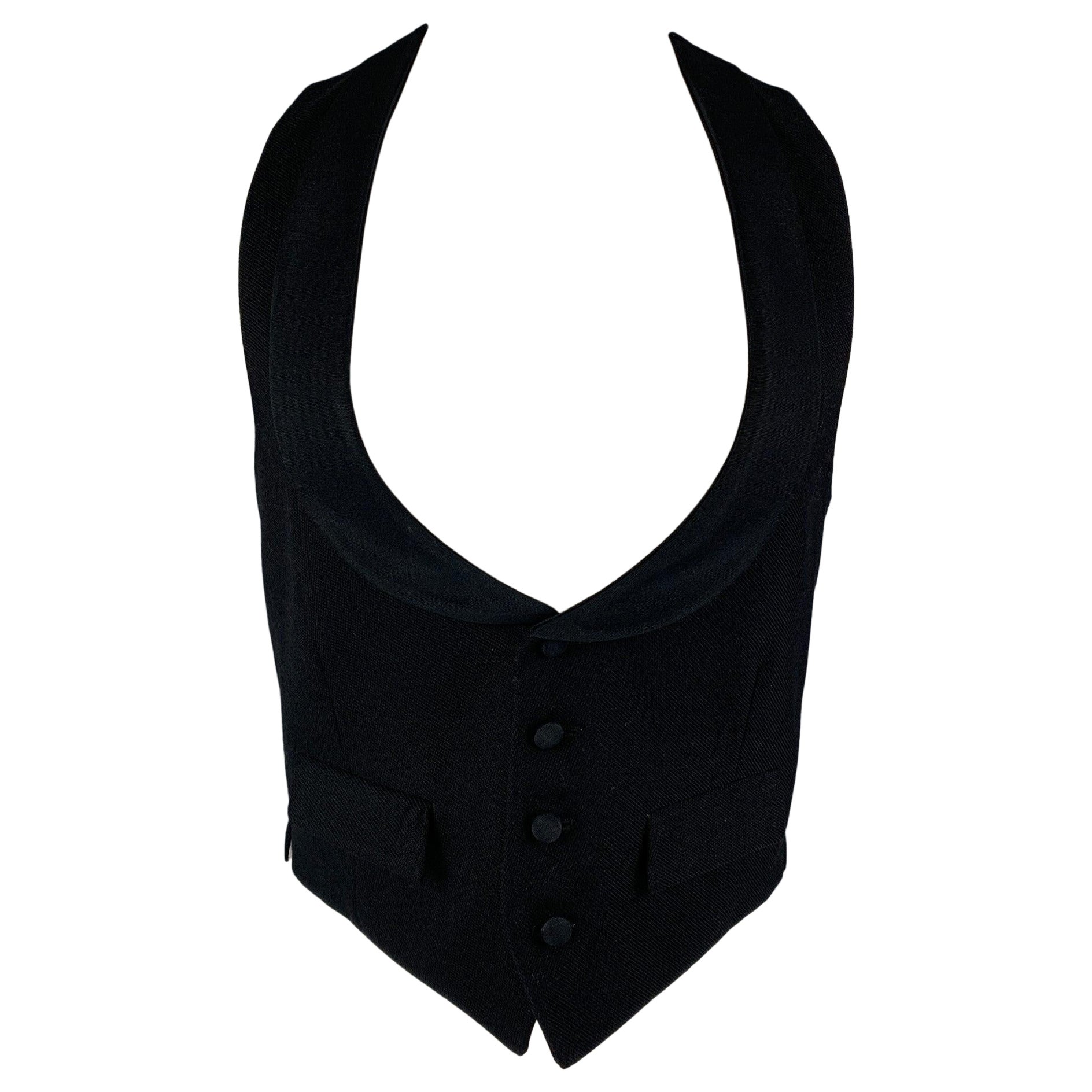 BAND OF OUTSIDERS Size 38 Black Silk Shawl Collar Vest For Sale
