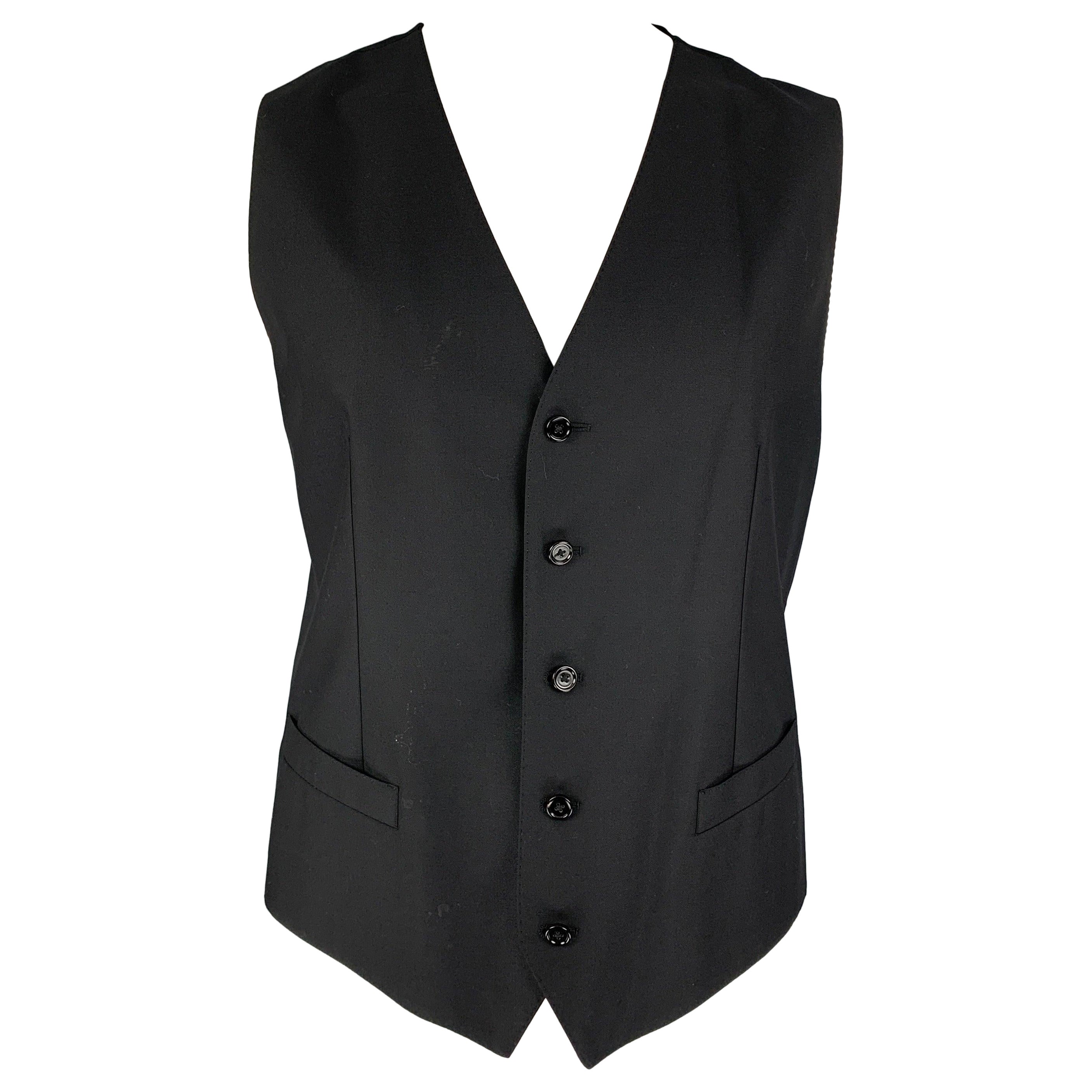 DOLCE & GABBANA Size XL Black Viscose Blend Buttoned Vest For Sale
