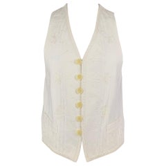 DOLCE & GABBANA - Gilet boutonné en coton avec broderie blanche, taille 42